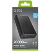 SBS Powerbank Puro Fast 20000 mAh 2x USB-A + 1x USB-C – juodos spalvos