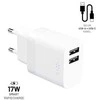 Fixed Fiksuotas | Dvigubas USB kelioninis 17 W įkroviklis ir USB/USB-C laidas | FIXC17N-2UC-WH | N/A
