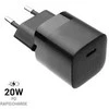 FIXED Mini USB-C kelioninis įkroviklis 20W, juodos spalvos