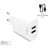 FIXED USB įkroviklis 15W+ USB/Lightning kabelis, baltos spalvos
