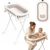 Foldable baby bathtub on stand with drain and LCD thermometer ECOTOYS