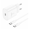 Foneng EU51 USB-C 25W maitinimo įkroviklis + USB-C - USB-C laidas (baltas)