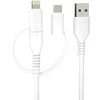 Forever Recycling „Forever“ perdirbto plastiko laidas 3-in-1 1,5 m 2,4 A USB-A – USB-C + microUSB + „Lightning“ KR3W1-00 baltas