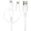 Forever Recycling „Forever“ perdirbto plastiko laidas 3-in-1 1,5 m 2,4 A USB-A – USB-C + microUSB + „Lightning“ KR3W1-00 baltas