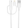 Forever Recycling „Forever“ perdirbto plastiko laidas 3-in-1 1,5 m 2,4 A USB-A – USB-C + microUSB + „Lightning“ KR3W1-00 baltas