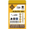 Forte Tools Forte_Tools Terasų medsraigčiai 4,2 x 75 mm, ZN, geltoni, 200 vnt.