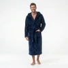GAUBERT unisex flisinis chalatas su gobtuvu, ilgas, mėlynos spalvos L/XL