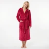 GAUBERT unisex flisinis chalatas su gobtuvu, ilgas, bordo spalvos 2XL/3XL