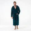 GAUBERT unisex flisinis chalatas su gobtuvu, ilgas, žalsvai mėlynos spalvos L/XL