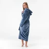 GAUBERT unisex flisinis chalatas su gobtuvu, ilgas, pilkos spalvos S/M