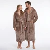 GAUBERT unisex flisinis chalatas su gobtuvu, ilgas, smėlio spalvos S/M
