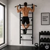 Gimnastikos sienelė 228 cm, prisitraukimų skersinis vaikams ir suaugusiems, juoda MOVEPRO