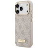 Guess 4G Logo Plate MagSafe dėklas skirtas Apple iPhone 17 Pro rožinės spalvos