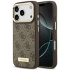 Guess 4G Logo Plate MagSafe dėklas skirtas Apple iPhone 17 Pro rudos spalvos
