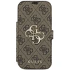 Guess Book 4G Metal Logo dėklas iPhone 17 Pro rudos spalvos