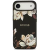 Guess Grained Flowers Classic Logo MagSafe dėklas Apple iPhone Air juodos spalvos