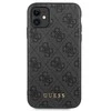 Guess GUHCN61G4GFGR Apple iPhone 11 6,1″ pilkas kietas dėklas 4G Metal Gold Logo