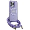 Guess GUHMP16XHCTSGNSU Apple iPhone 16 Pro Max 6.9″ violetinės spalvos kietas dėklas Crossbody Cord Script MagSaf