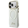 Guess IML Glitter Script Strap MagSafe dėklas skirtas iPhone 17 Pro Max Transparent
