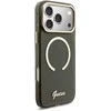Guess IML Glitter Script Strap MagSafe dėklas skirtas iPhone 17 Pro Max Juodas