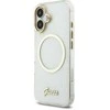 Guess IML Glitter Script Strap MagSafe dėklas skirtas iPhone 17 Transparent