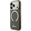 Guess IML Glitter Script Strap MagSafe dėklas skirtas iPhone 17 Pro Juodas