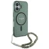 Guess GUHMP16MHGCRELSA Apple iPhone 16 Plus 6.7" žalios spalvos kietas dėklas IML Glitter With Pearl Strap MagSafe