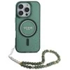 Guess IML Glitter With Pearl Strap MagSafe - dėklas skirtas Apple iPhone 16 Pro Max Žalias