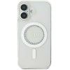 Guess GUHMP16SPFTDTEH Apple iPhone 16 6.1″ baltos spalvos kietas dėklas IML Rhinestones MagSafe