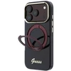 Guess IML Ring Stand 360 Script Metal Logo MagSafe dėklas, skirtas iPhone 18 Pro / 17 Pro, bordo spalvos