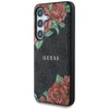 Guess Leather 4G Flowers Print Metal Classic Logo MagSafe Samsung Galaxy S25 dėklas juodos spalvos