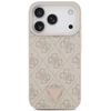 Guess Leather 4G Triangle Strass MagSafe dėklas Apple iPhone 17 Pro rožinės spalvos