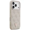 Guess Leather 4G Triangle Strass MagSafe dėklas Apple iPhone 17 Pro rožinės spalvos