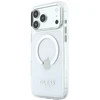 Guess Metal Outline MagSafe dėklas, skirtas iPhone 18 Pro Max / 17 Pro Max, sidabrinis