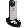 Guess PU 4G Metal Logo Crossbody Strap dėklas skirtas iPhone 16 Pro Max rožinės spalvos