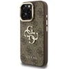Guess PU 4G Metal Logo Stand Camera Frame dėklas skirtas Apple iPhone 16 Pro rudos spalvos