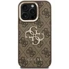 Guess PU 4G Metal Logo Stand Camera Frame dėklas skirtas Apple iPhone 15 Pro Max rudos spalvos