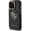 Guess PU 4G Metal Logo Stand Camera Frame dėklas skirtas Apple iPhone 15 Pro Max juodos spalvos