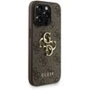 Guess PU 4G Metal Logo Strap dėklas skirtas Apple iPhone 15 Pro Max rudos spalvos
