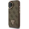 Guess PU 4G Strass Triangle Logo Stand Camera Frame MagSafe dėklas skirtas Apple iPhone 16 rudos spalvos