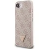 Guess PU 4G Strass Triangle Metal Logo dėklas Apple iPhone 16e rožinės spalvos