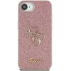 Guess PU Fixed Glitter 4G Metal Logo Apple iPhone 16e dėklas telefonui rožinės spalvos