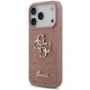Guess PU Fixed Glitter 4G Metal Logo dėklas skirtas Apple iPhone 17 Pro rožinės spalvos
