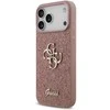 Guess PU Fixed Glitter 4G Metal Logo dėklas skirtas Apple iPhone 17 Pro Max rožinės spalvos