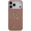 Guess PU Fixed Glitter 4G Metal Logo dėklas skirtas Apple iPhone 17 Pro Max rožinės spalvos
