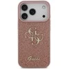 Guess PU Fixed Glitter 4G Metal Logo dėklas skirtas Apple iPhone 17 Pro rožinės spalvos