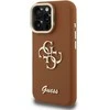Guess PU Grained 4G Logo Stand Camera Frame dėklas skirtas Apple iPhone 15 Pro Max rudos spalvos