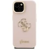 Guess PU Grained 4G Logo Stand Camera Frame dėklas skirtas Apple iPhone 15 rožinės spalvos