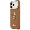 Guess PU Grained 4G Logo Stand Camera Frame dėklas skirtas Apple iPhone 17 Pro Max rudos spalvos