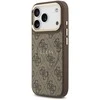 Guess PU Leather 4G Gold Frame MagSafe dėklas skirtas Apple iPhone 17 Pro rudos spalvos